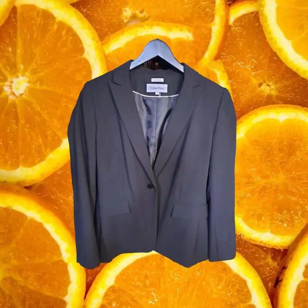 Calvin Klein Black 1‎ Button Blazer with Front Pockets Size 8